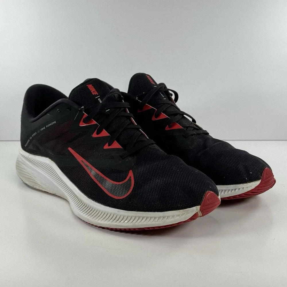Nike Quest 3‎ Black University Red Sneakers Athletic Running Shoes Men's Size 13